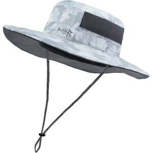 Unisex Grey Camo 100% Nylon Shell Wide Brim Mesh Vent with Neck Flap Cowboy Hat